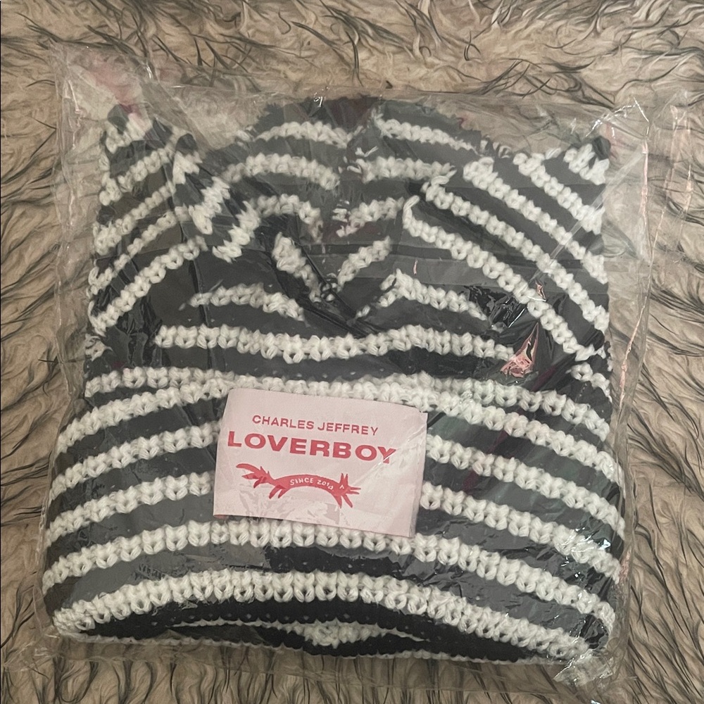Charles Jeffrey Loverboy Black & White Striped Knit Sweater